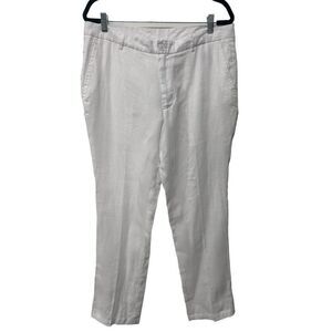 Tasso Elba White Linen Straight Men's Pants Size 34x32 Beachy Coastal Breathable